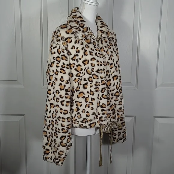 NWT Leopard Print Coat Jacket Faux Fur VS PINK & Know One Cares Large - Picture 6 of 17